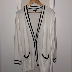 Women's Who What Wear Black Trim Cardigan